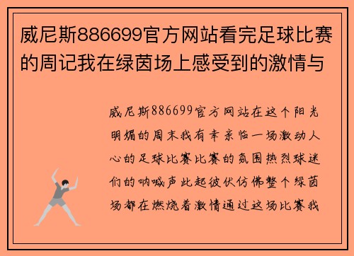 威尼斯886699官方网站看完足球比赛的周记我在绿茵场上感受到的激情与梦想